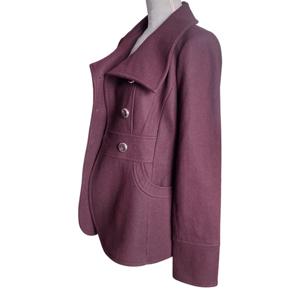 Kenneth Cole Wool Blend Peacoat Feminine Preppy Fall Jacket Burgundy Sz 10 - Picture 8 of 13